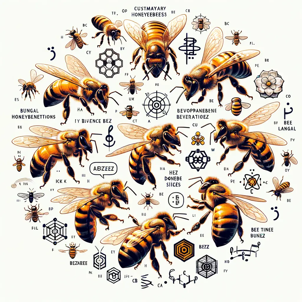 Infographic illustrating honeybee communication methods including bee dance language, honeybee signals, and unique honeybee behavior, providing insight into understanding bee language and decoding bee buzz for a deeper understanding of honeybees and insect communication patterns.
