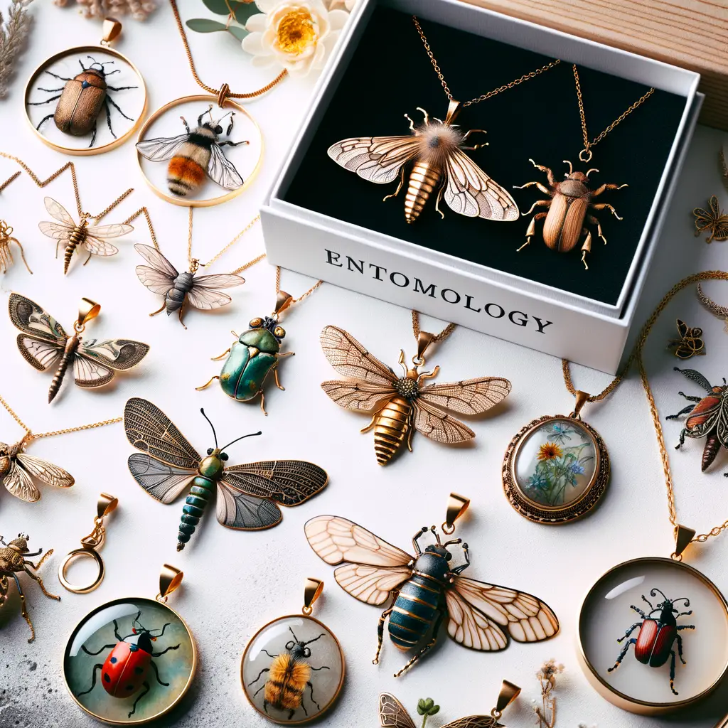 Stunning insect jewelry and bug inspired accessories including entomology jewelry and insect themed necklaces, showcasing the unique beauty of insect inspired fashion.