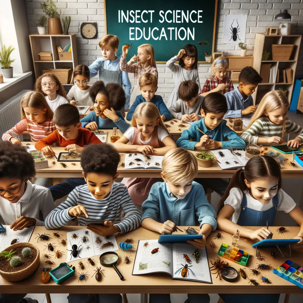 Children engaged in Insect Education, using Insect Learning Resources and participating in Insect Curriculum for Insect Science Education in a vibrant classroom, showcasing the importance of Teaching about Insects in Schools for Next Generation Insect Education.