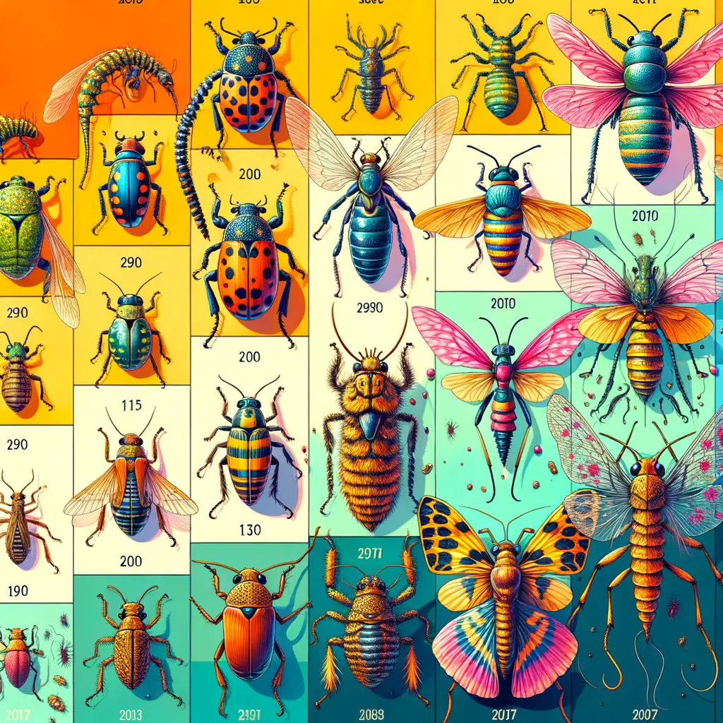 Informative timeline of insect evolution, showcasing the evolutionary history, development, and adaptations of various insect species over time.