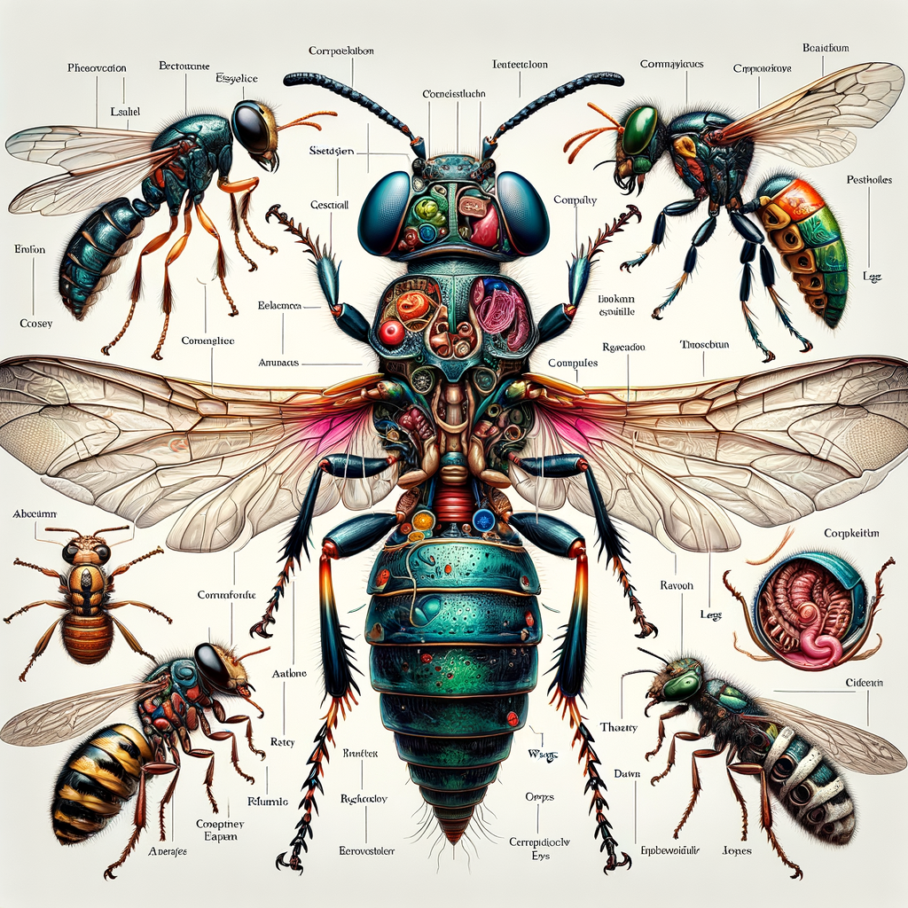 Detailed illustration of insect anatomy showcasing labeled insect body parts and structure, ideal for studying and understanding insect morphology for Insect Anatomy 101.