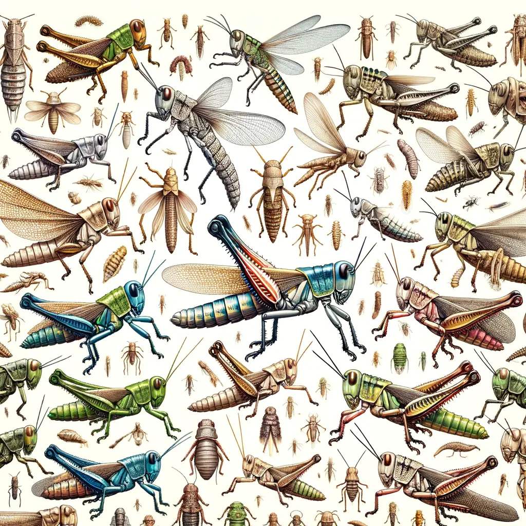Vibrant image illustrating grasshoppers facts, types of grasshoppers, their diet, behavior, and life cycle in their natural habitat, ideal for studying grasshoppers and understanding field insects.