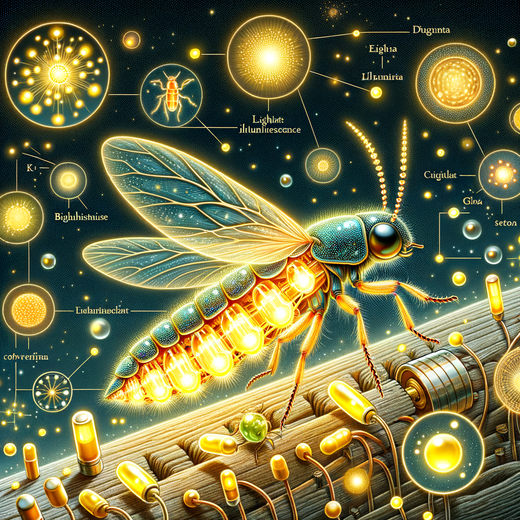 Engaging illustration explaining the science of firefly glow, showcasing the fireflies bioluminescence process, and providing an understanding of firefly light production and the bioluminescence phenomenon in these bioluminescent insects.
