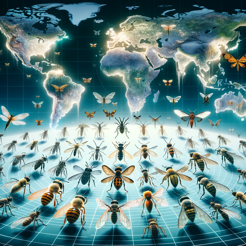 Visual illustration of global insect decline due to habitat loss and pesticide use, highlighting the environmental impact and loss of biodiversity